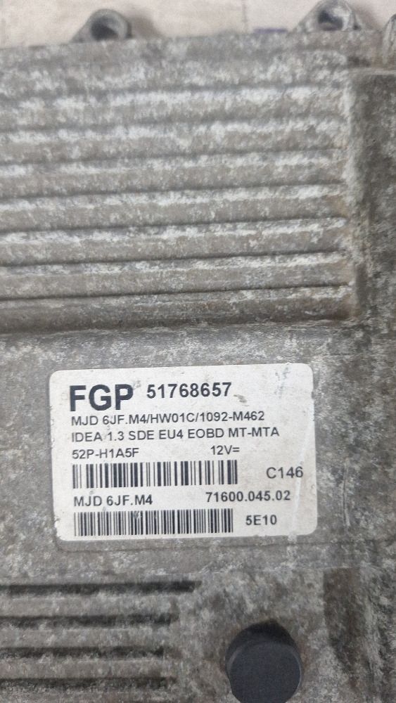 Calculator motor (ECU) Fiat Idea 2005 - 51768657 7160004502 52PH1A5F