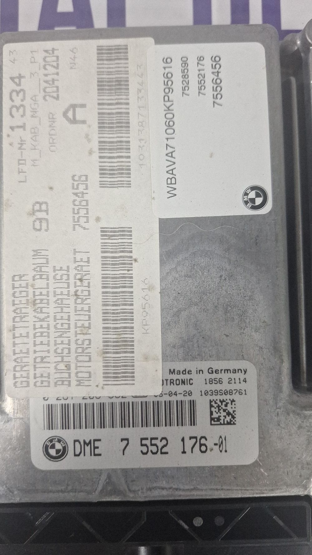 Calculator motor (ECU) BMW Seria 3 E92 E93 2008 - 7552176 1039S08761 18562114