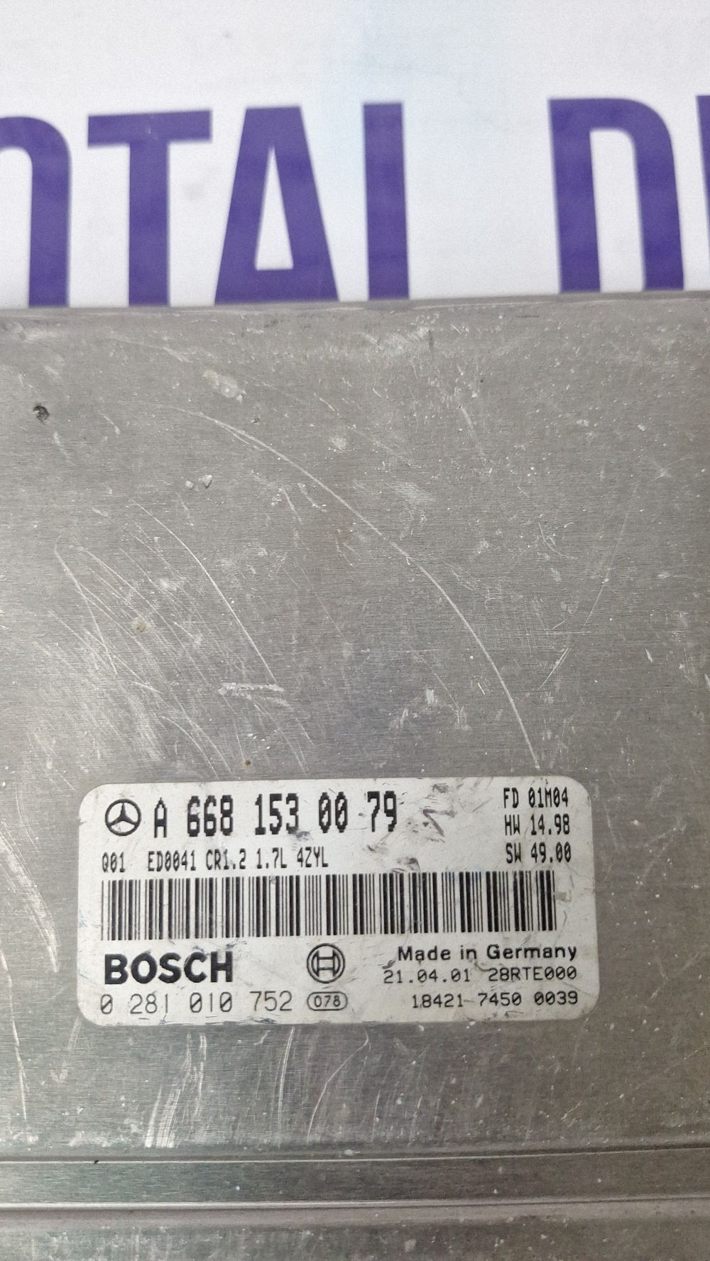 Calculator motor (ECU) Mercedes A-class W168 2001 - 28RTE000 A6681530079 0281010752