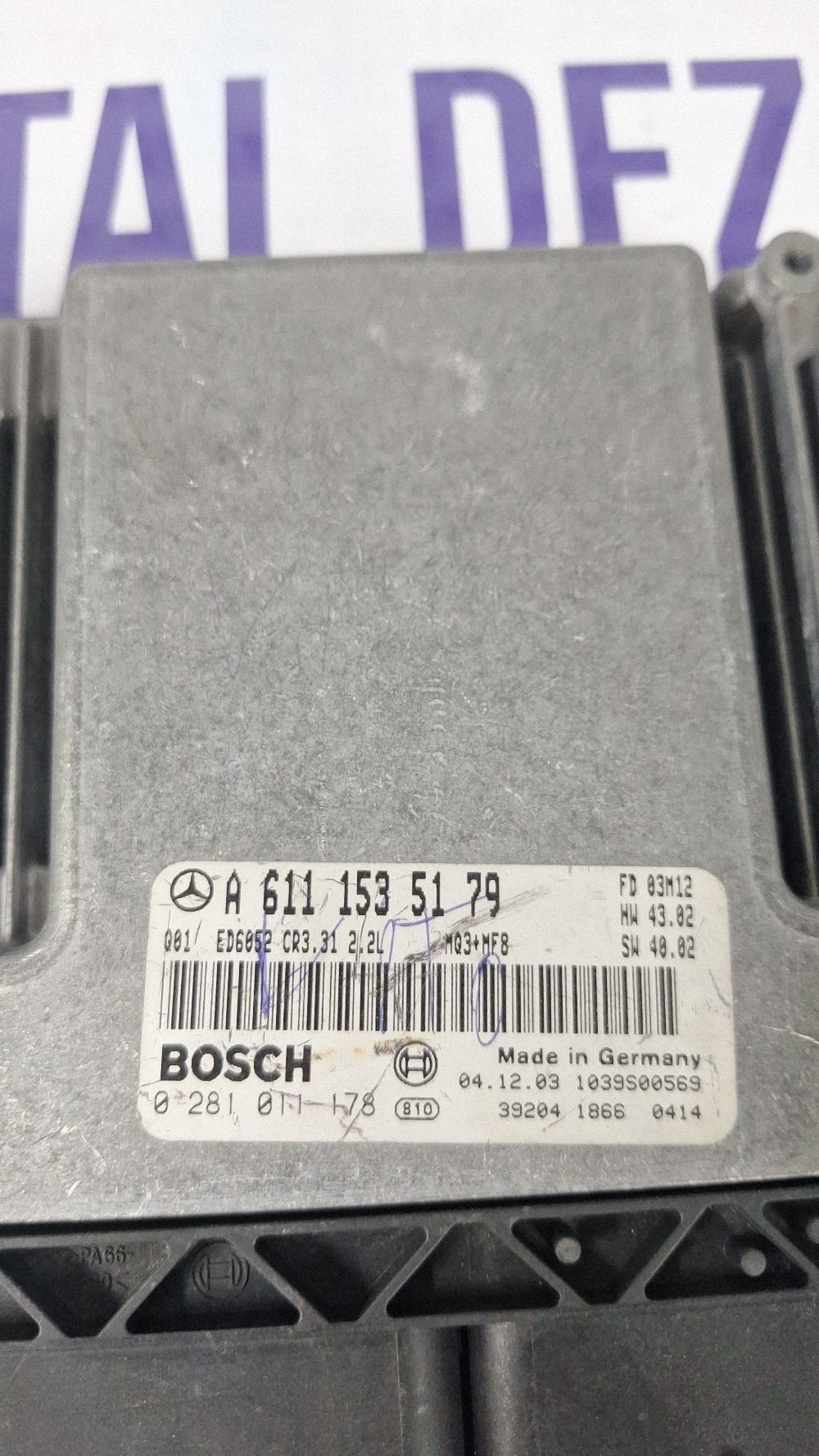 Calculator motor (ECU) Mercedes Vito/ Viano Vito W639 2005 - 1039S00569 A6111535179 0281011178