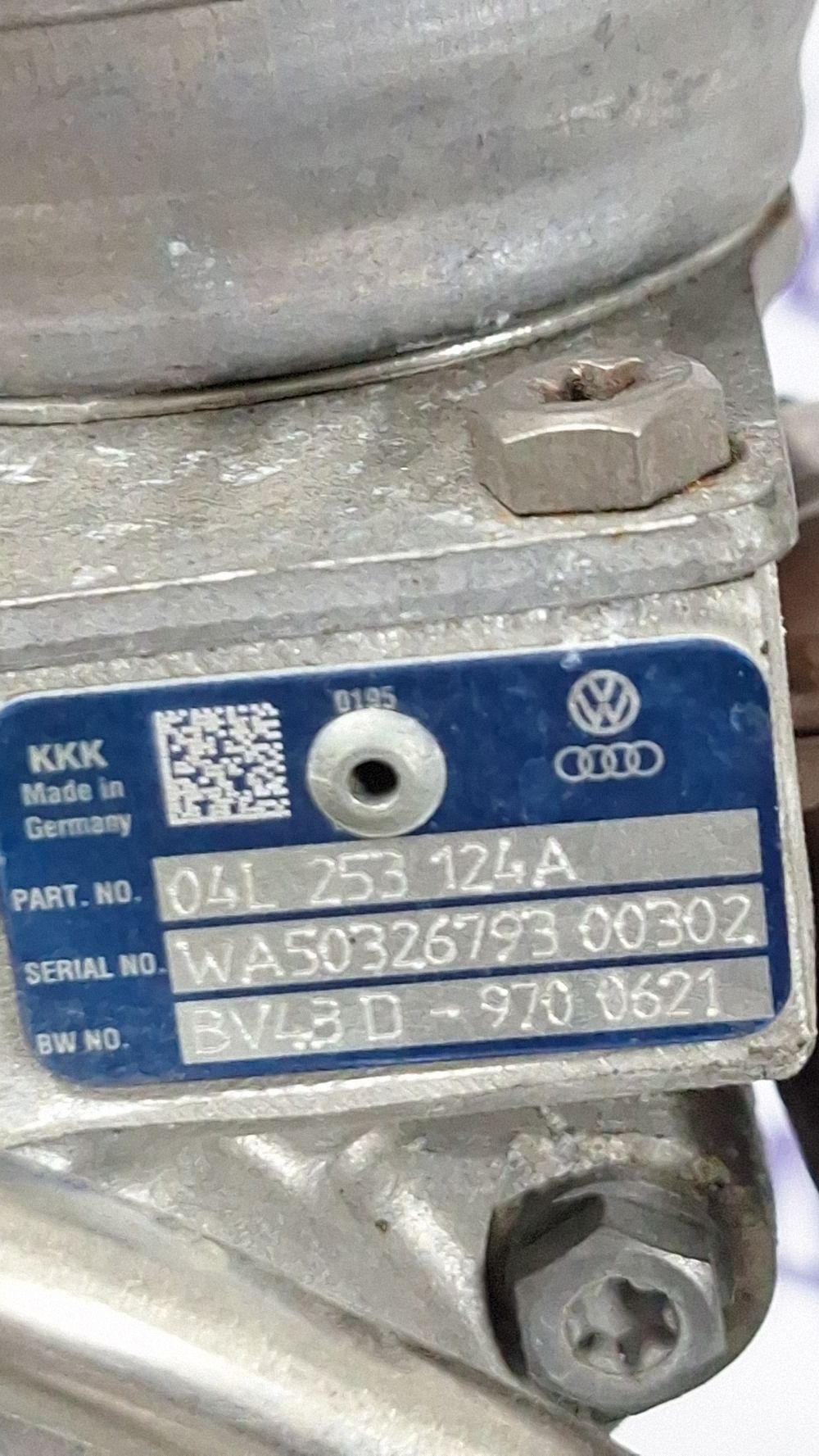 Turbina Volkswagen Passat B8 2016 - 04L253124A BV43D 9700621 WA50326793