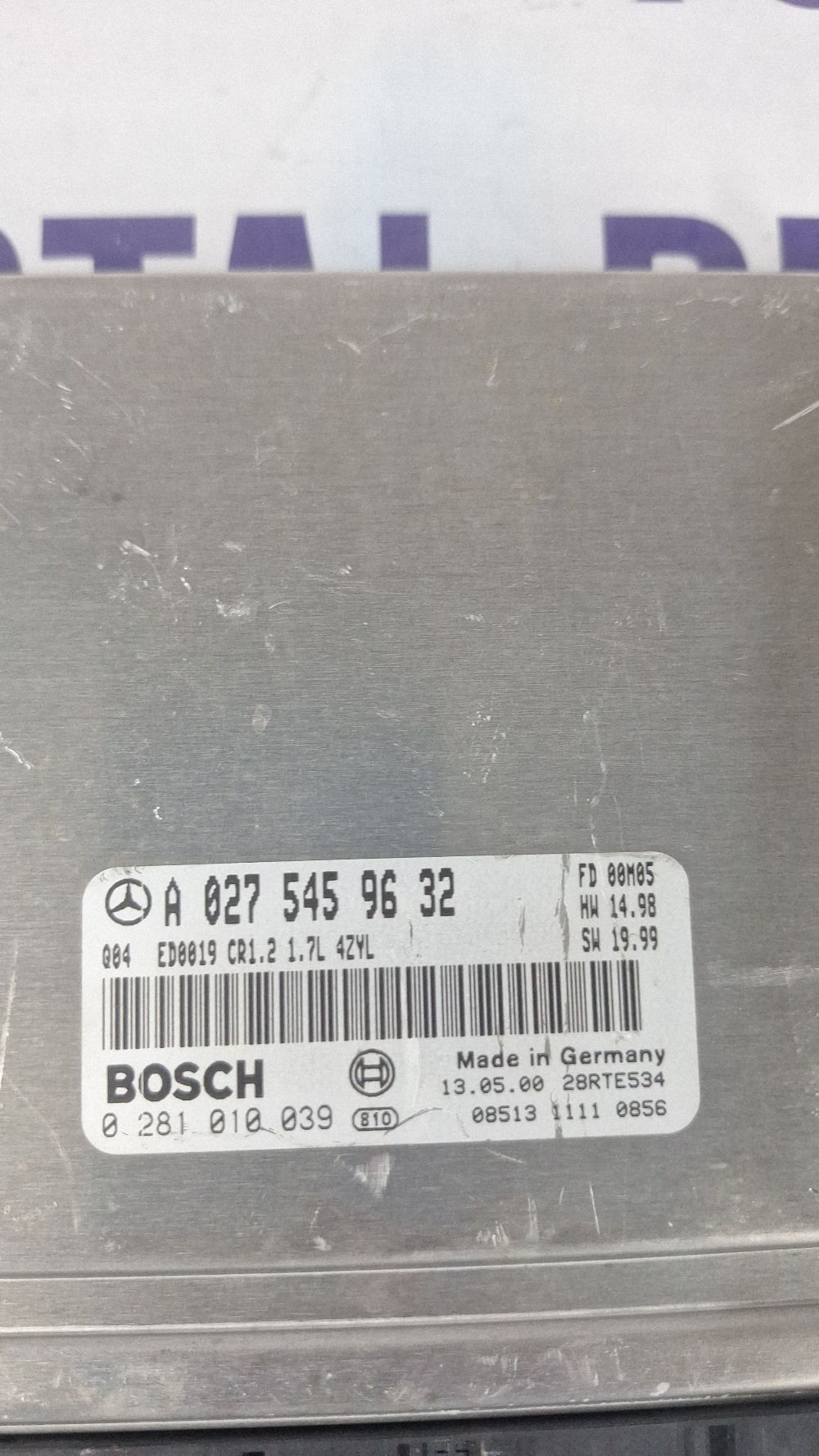 Calculator motor (ECU) Mercedes A-class W168 2000 - A0275459632 0281010039 28RTE534