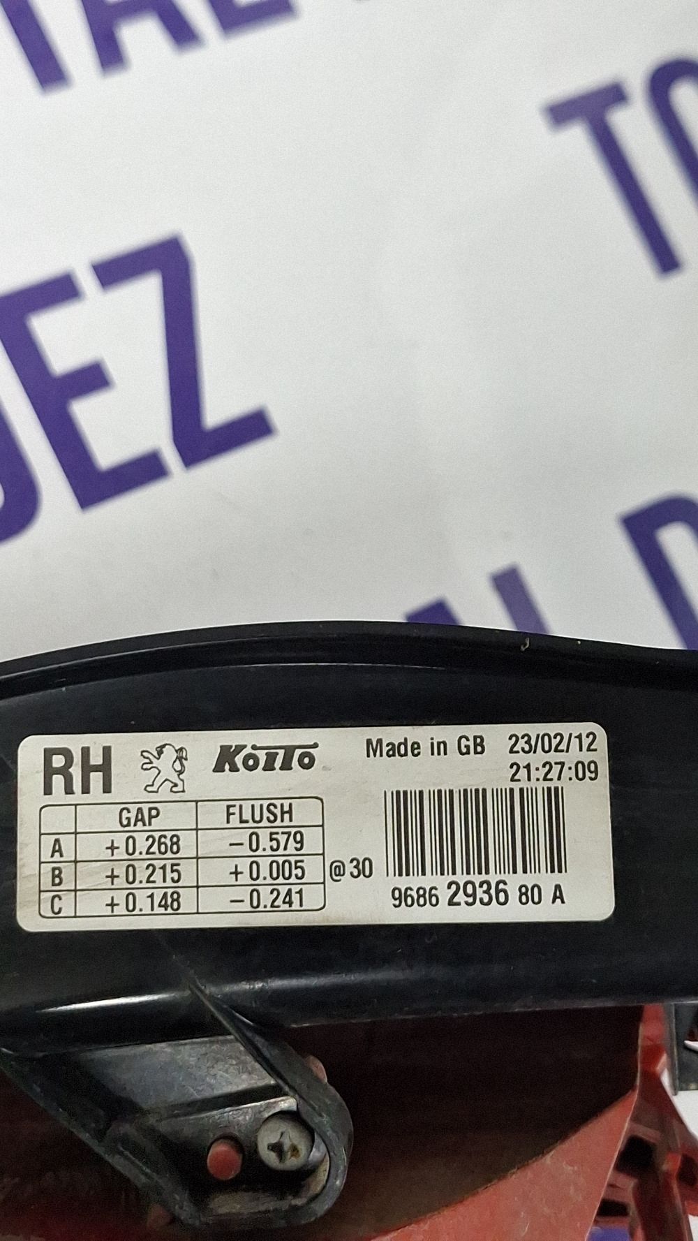 Stop Dreapta spate Peugeot 508 2011 - 9686293680A