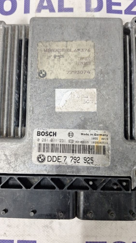 Calculator motor (ECU) BMW Series 7 E65 E66 2003 - 0281011231 7792925 7793074